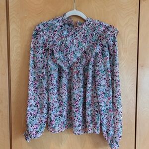 Boden Multicolor Floral Blouse with Ruffles